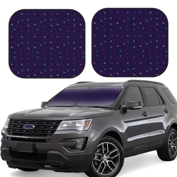 Xecao Mathematical Symbols for Foldable Car Sun Shades (2-Pack) offer sun protection with an easy-fold design for convenient windshield shading.