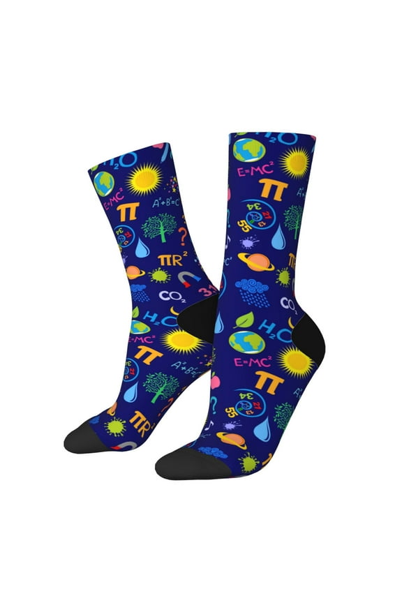 Mathematics And Chemistry Pattern Sport Socks for Women and Men Crew Socks Sporty Calf Socks Casual Socks