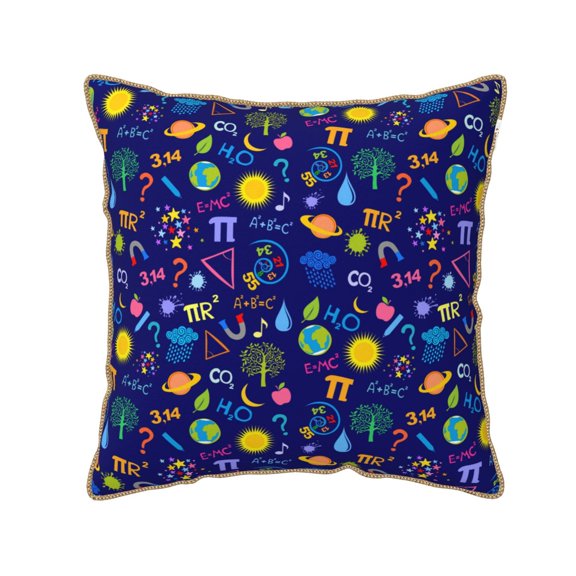Xecao Mathematics And Chemistry Print Soft Velvet Decorative Throw Pillow Covers, Square Cushion Cases for Bed, Sofa, Living Room, Car, and Indoor Outdoor Use-16"x16"