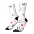 thumbnail image 1 of Xecao Meadow flowers with butterfly Pattern Sport Socks for Women and Men Crew Socks Sporty Calf Socks Casual Socks, 1 of 6