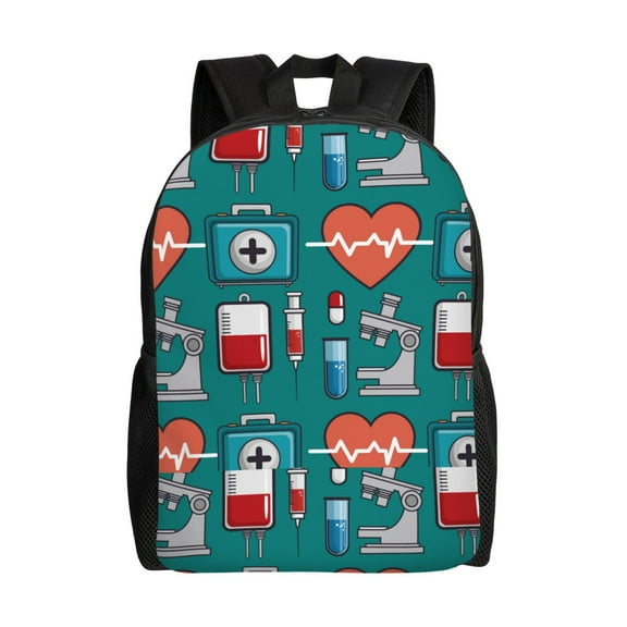 Xecao Medical Elements Print School Backpack with Laptop Compartment Small Travel Laptop Backpack for Women Men Waterproof College Backpack Simple School Bag