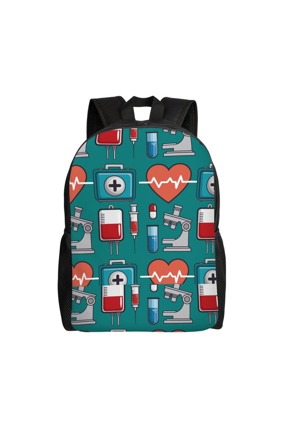Medical Elements Print School Backpack with Laptop Compartment Small Travel Laptop Backpack for Women Men Waterproof College Backpack Simple School Bag