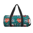 thumbnail image 1 of Xecao Medical Elements print Round Travel Duffel Bag is a foldable gym bag with an inner pocket, perfect for travel sports, 1 of 8