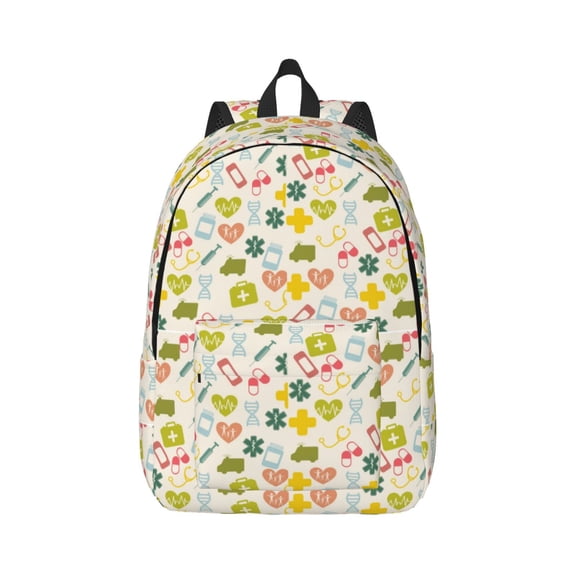 Xecao Medical Icons for Canvas College Laptop Backpack, Durable Rucksack Travel Notebook Bag School Backpack Book Bag for Men Women