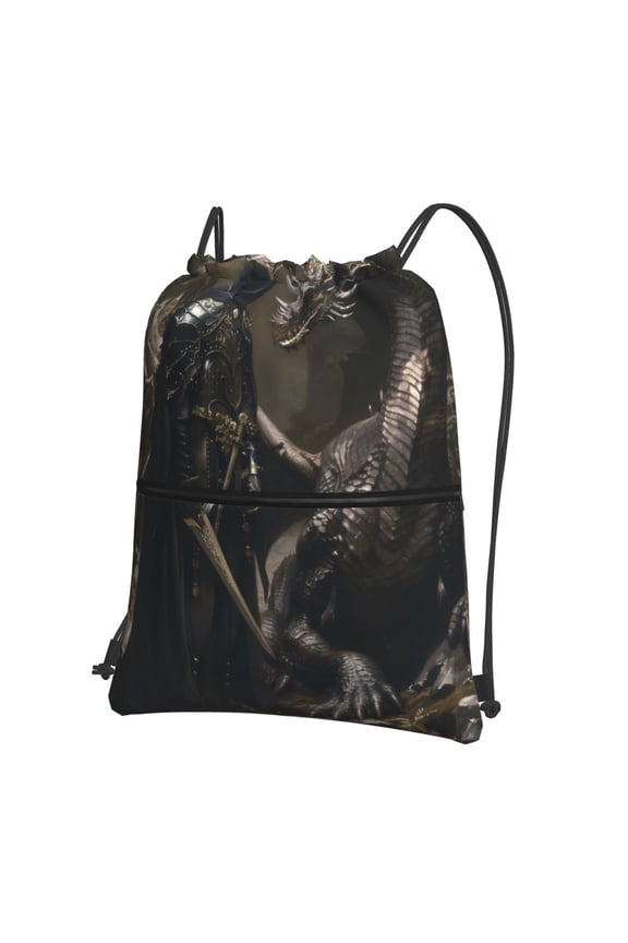 Medieval Knight And Dragon for Drawstring Bags,Pull String Backpack Bags,String Bag Sackpack