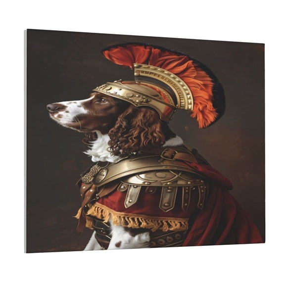 Xecao Medieval Knight Dog for Waterproof Framed Canvas Art - Modern Home Decor with Real Wood Frame for Gifting and Interior Design,Horizontal