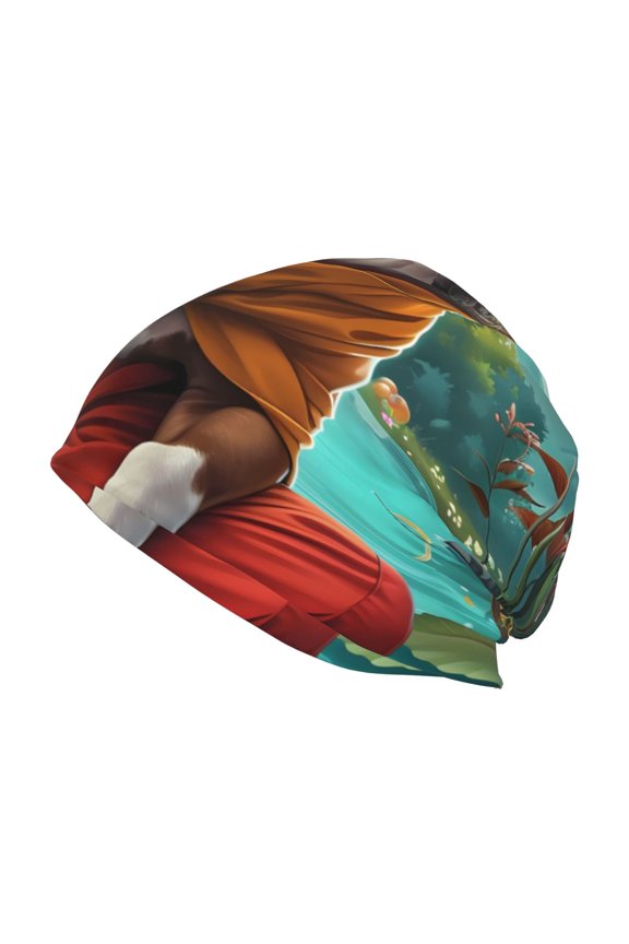 Meditating French Bulldog Print Knit Hat,Winter Beanie for Men Women, Beanie Soft Warm Ski Stocking Cuffed Cap