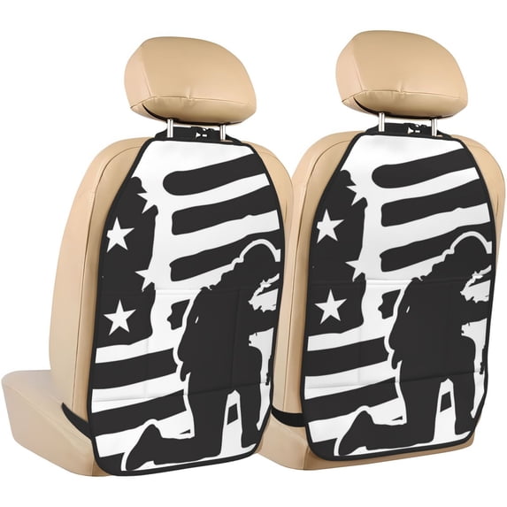Xecao Memorial Day1 Pattern Car Seat Back Protector 2 Pack Large Capacity Pocket, Kick Mats Back Seat Protector
