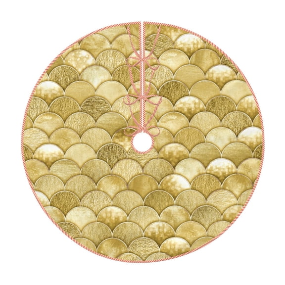Xecao Mermaid Fish Scale Pattern Christmas Tree Skirt Round Xmas Tree Mat Base Cover for Holiday Home Decorations-30"