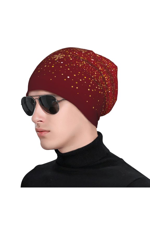 Merry Christmas Print Beanie Knitted Hat for Men Women, Winter Fashion Knit Cuffed Caps Unisex