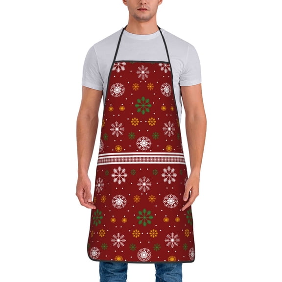 Xecao Merry Christmas Print Funny BBQ Chef Aprons for Men Women,Adjustable Kitchen Cooking Aprons with Pocket Waterproof Oil Proof No Pilling Fading