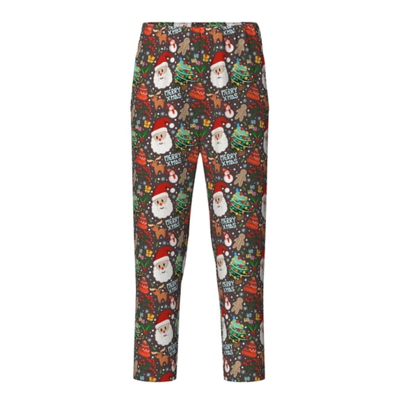 Xecao Merry Christmas Print Teenagers' Pajama Pants Long Sleep Pants Soft Elastic Waist Pajama Bottoms Elastic waist with 2 Pockets 5-16 Years-XS(5-6)