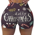 thumbnail image 1 of Xecao Merry Christmas Print Workout Shorts for Women Soft Smooth Gym Yoga Scrunch Active Tennis Workout Running Shorts, 1 of 9