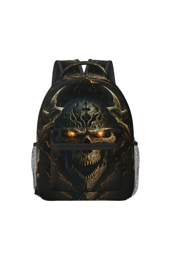 Metal Evil Skull Travel Backpack: A spacious, stylish computer backpack ideal for men and women, perfect for college, school, or daily travels