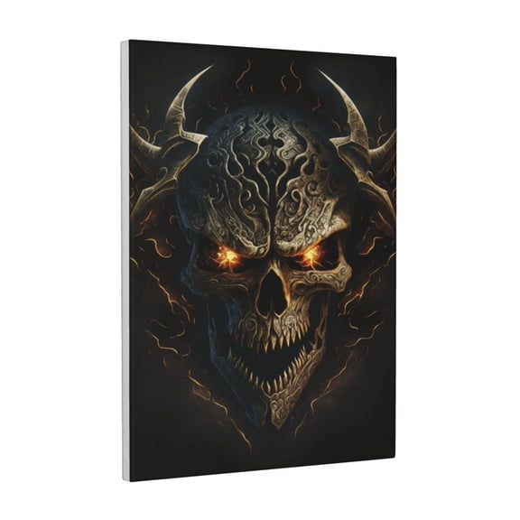 Xecao Metal Evil Skull for Ready-to-Hang Canvas Art 12x16 Inches - Waterproof HD Print Solid Wood Frame for Gifting,Vertical
