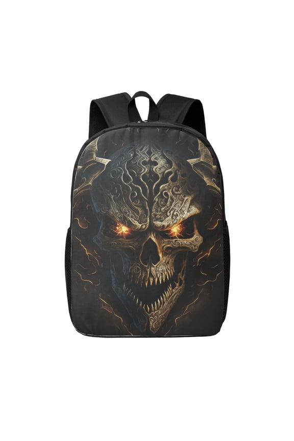 Metal Evil Skull print Travel Backpack, Large Computer Backpack for Men Women, College School Rucksack Book Bag