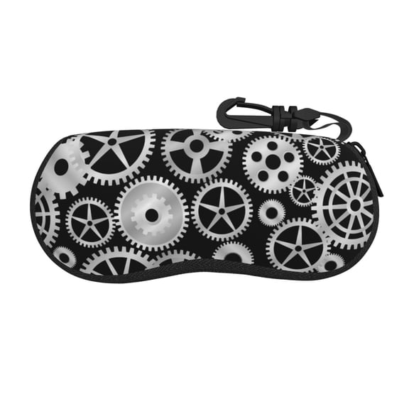 Xecao Metallic Gears for Eyeglass Case Soft Shell, Portable Sunglass Case, Fashionable Eyeglass Case with Zipper, Lightweight