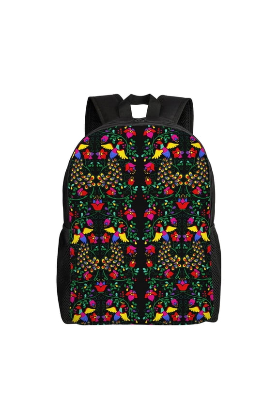 Mexican Flower 2 Print School Backpack with Laptop Compartment Small Travel Laptop Backpack for Women Men Waterproof College Backpack Simple School Bag