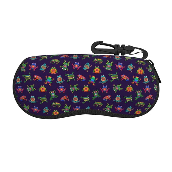 Xecao Mexican Frogs for Eyeglass Case Soft Shell, Portable Sunglass Case, Fashionable Eyeglass Case with Zipper, Lightweight