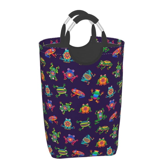 Xecao Mexican Frogs for Laundry Basket,Collapsible Large Laundry Hamper,Wash Bag for Laundry Room, Rolling Laundry Basket with Handles