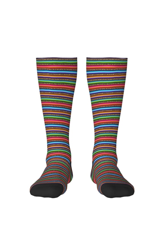 Mexican Leopard Serape Blanket Stripes Print Compression Socks for Both Men And Women for Running, Travel, Flight, Nurse