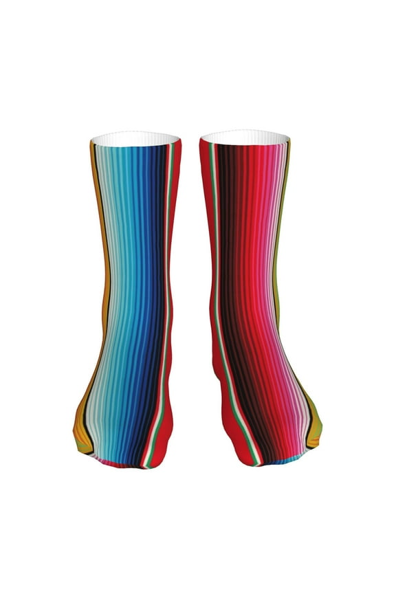 Mexican Serape Blanket Stripes Print Fashion No Heel Casual Crew Socks Cushioned Breathable for Men Women - Moisture wicking,Not easy to fade Suitable for daily