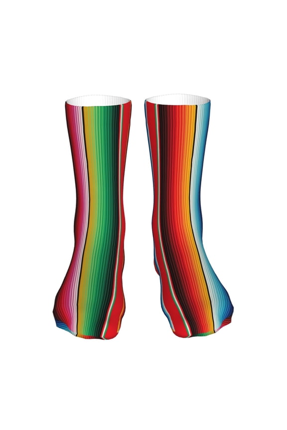 Mexican Serape Blanket Stripes Print Fashion No Heel Casual Crew Socks Cushioned Breathable for Men Women - Moisture wicking,Not easy to fade Suitable for daily