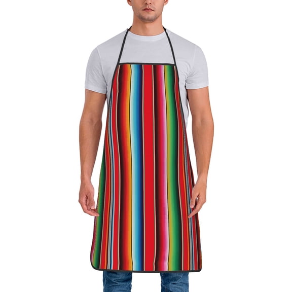 Xecao Mexican Serape Blanket Stripes Print Funny BBQ Chef Aprons for Men Women,Adjustable Kitchen Cooking Aprons with Pocket Waterproof Oil Proof No Pilling Fading
