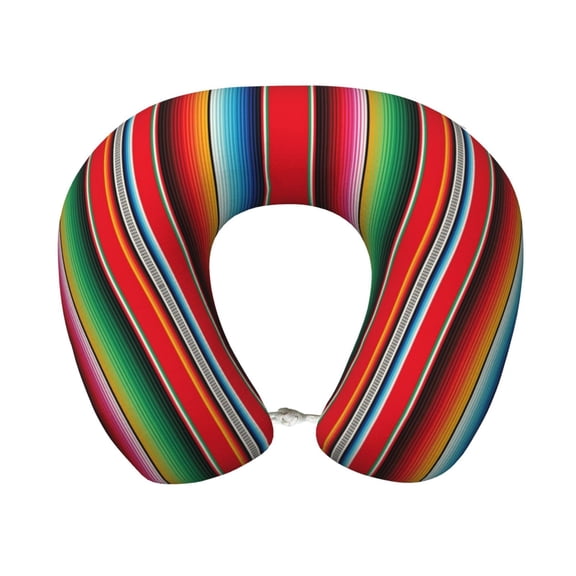 Xecao Mexican Serape Blanket Stripes Print Memory Foam Cervical Neck Pillow Versatile U-Shaped Pillows for Home,Office,Camping,Travelling,Soft Washable Cover