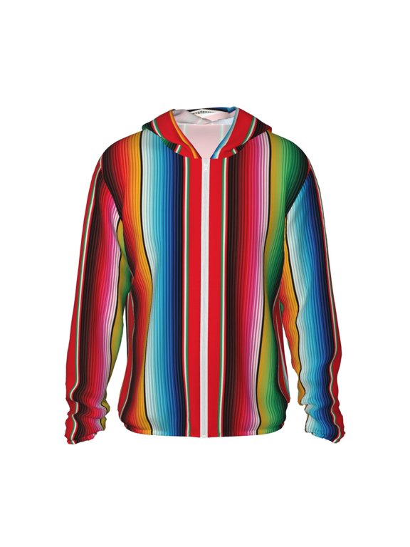 Mexican Serape Blanket Stripes for Sun Shirt-A lightweight, hoodie-style long-sleeve UV protection garment designed for other outdoor activities.