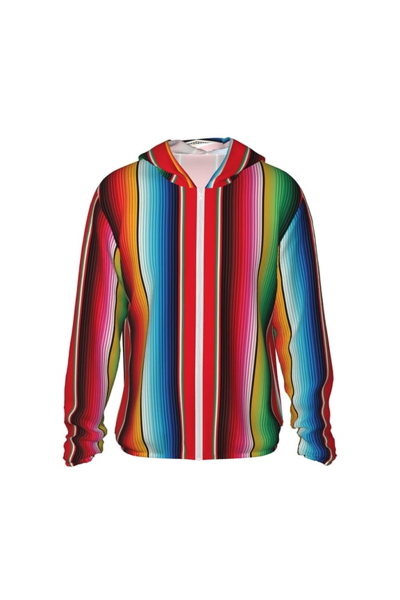 Mexican Serape Blanket Stripes for Sun Shirt-A lightweight, hoodie-style long-sleeve UV protection garment designed for other outdoor activities.