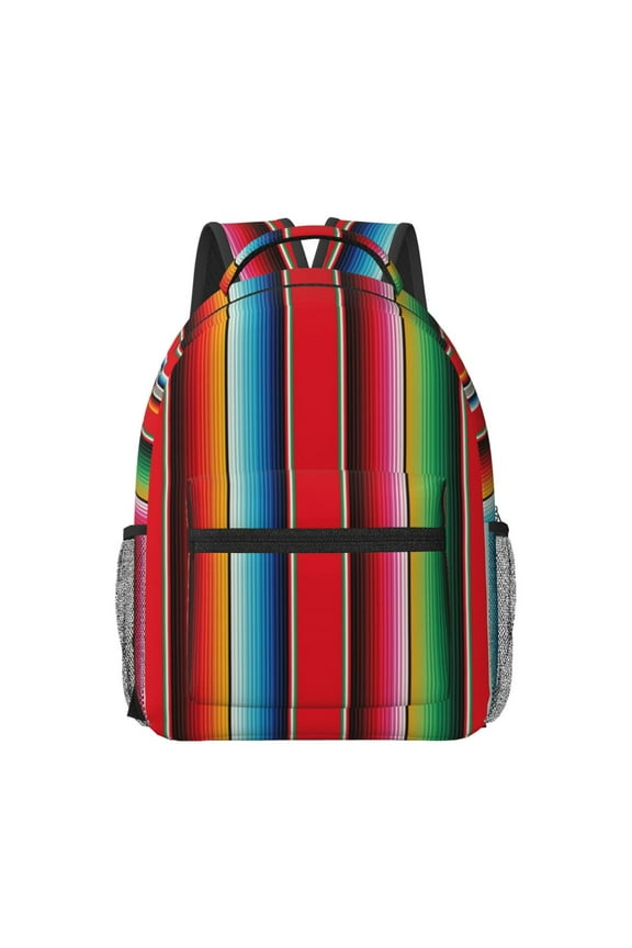 Mexican Serape Blanket Stripes Travel Backpack: A spacious, stylish computer backpack ideal for men and women, perfect for college, school, or daily travels
