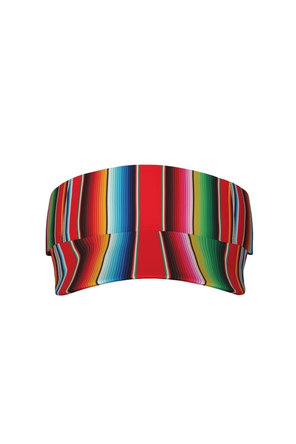 Mexican Serape Blanket Stripes for Adult Sun Cap offers versatile sun protection with adjustable Velcro for a secure fit.