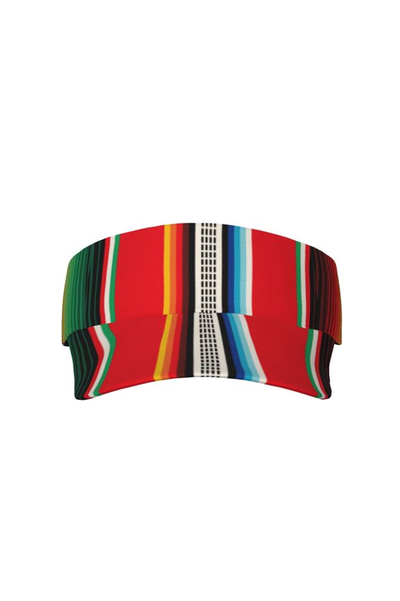 Mexican Serape Blanket Stripes for Adult Sun Cap offers versatile sun protection with adjustable Velcro for a secure fit.