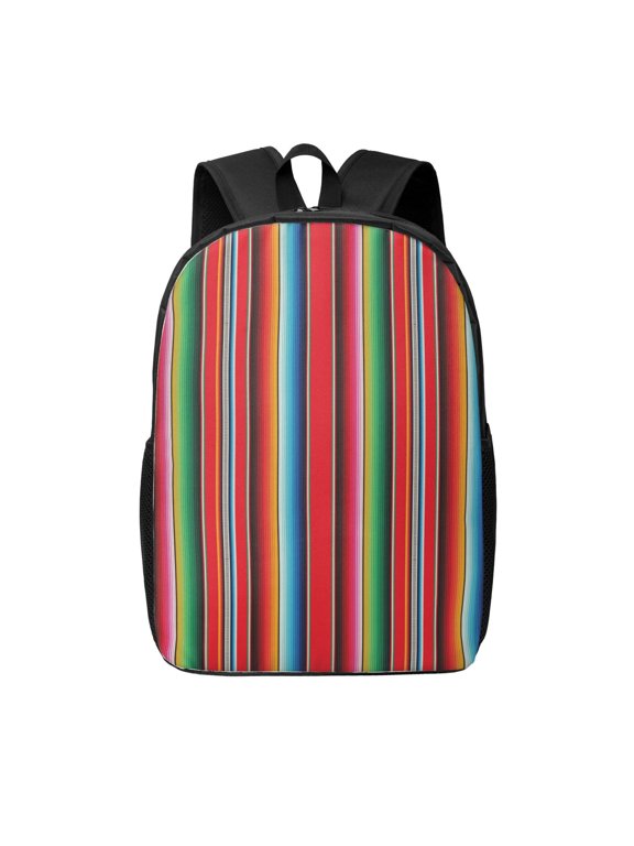 Mexican Serape Blanket Stripes print Travel Backpack, Large Computer Backpack for Men Women, College School Rucksack Book Bag