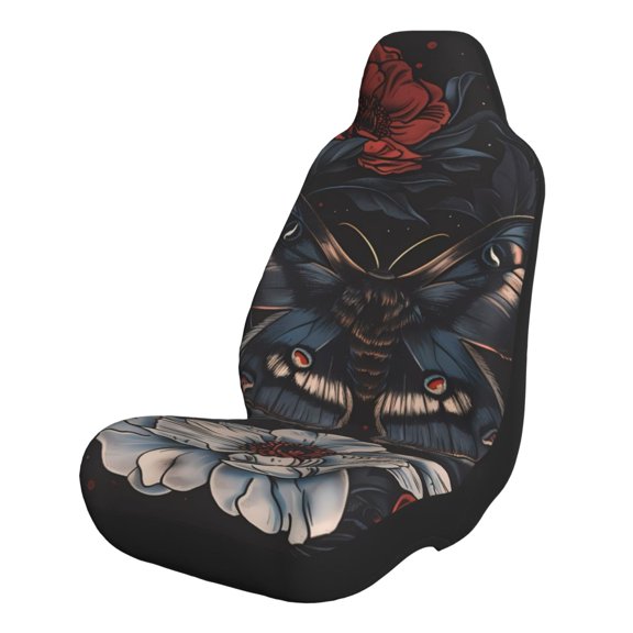 Xecao Midnight Butterfly Floral Dream for Automotive Seat Covers for Cars Trucks and SUVs – Gray Car Seat Covers for Front Seats, Truck Seat Protectors-1