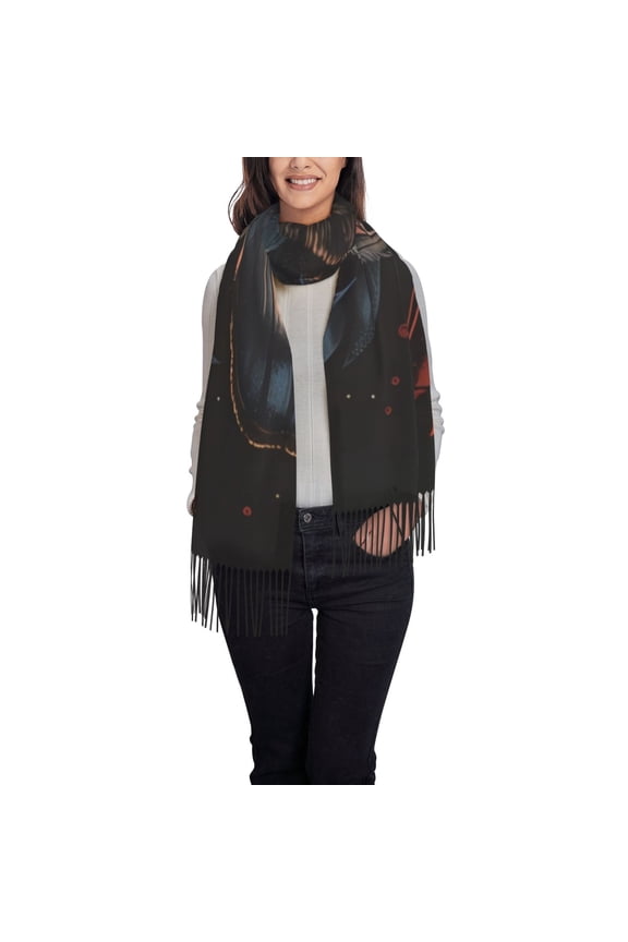 Midnight Butterfly Floral Dream Pattern Womens Winter Scarf Fall Scarf Oversized Large Scarf for Women Warm Shawl Wrap