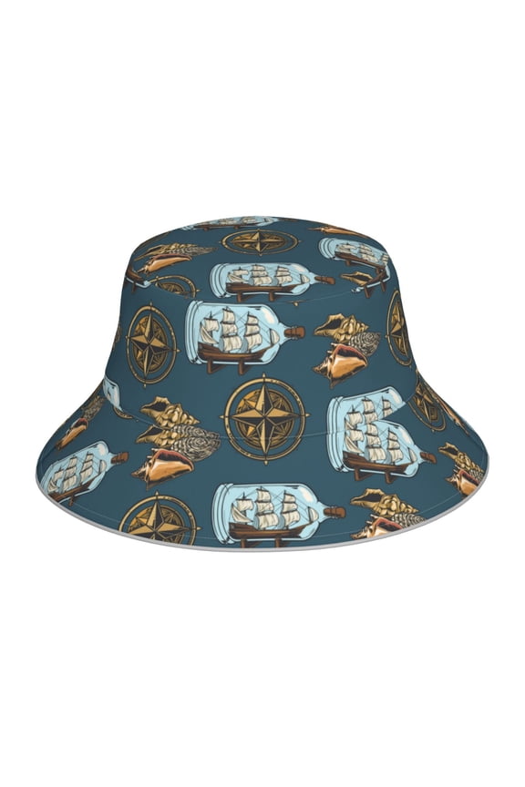 Miniature Ship In Bottle Print Men and Women Night Reflective Hat Runner Cap Visor Bucket Hat Boonie Cap