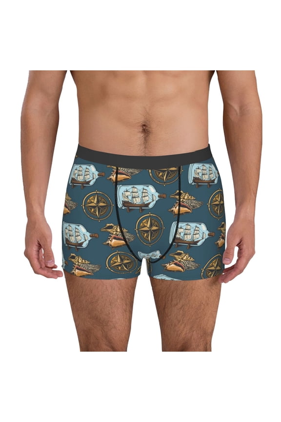 Miniature Ship In Bottle Print Men's Underwear Boxer Briefs Pack - Your ComfortSoft, Moisture-Wicking, and Breathable Choice for Men's Underwear-Medium