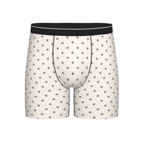 Xecao Minimalist Crosshatch Dots Print Boxer Briefs for Men's Stretch Moisture-Wicking Underwear, Mid-Rise Classics breathable fabric