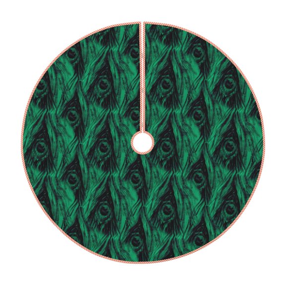 Xecao Mint Bird Feathers Pattern Christmas Tree Skirt Holiday Part Decorations for Christmas Tree, Farmhouse Christmas Decor Xmas Holiday Home Party Decorations-48"