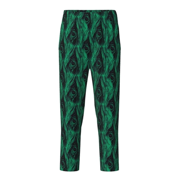 Xecao Mint Bird Feathers Print Teenagers' Pajama Pants Long Sleep Pants Soft Elastic Waist Pajama Bottoms Elastic waist with 2 Pockets 5-16 Years-Small