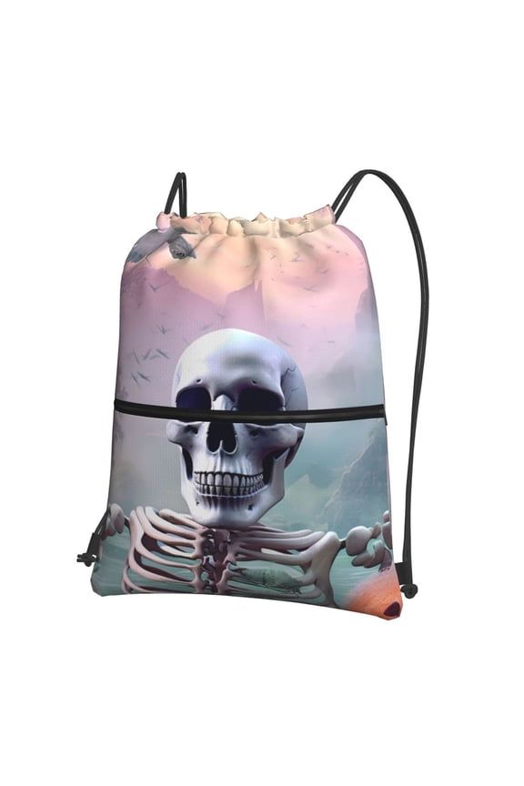 Mist Sunflower Skull for Drawstring Bags,Pull String Backpack Bags,String Bag Sackpack