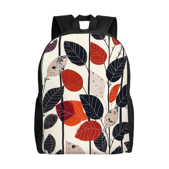 Xecao Modern Abstract Leaf Pattern Print School Backpack with Laptop Compartment Small Travel Laptop Backpack for Women Men Waterproof College Backpack Simple School Bag