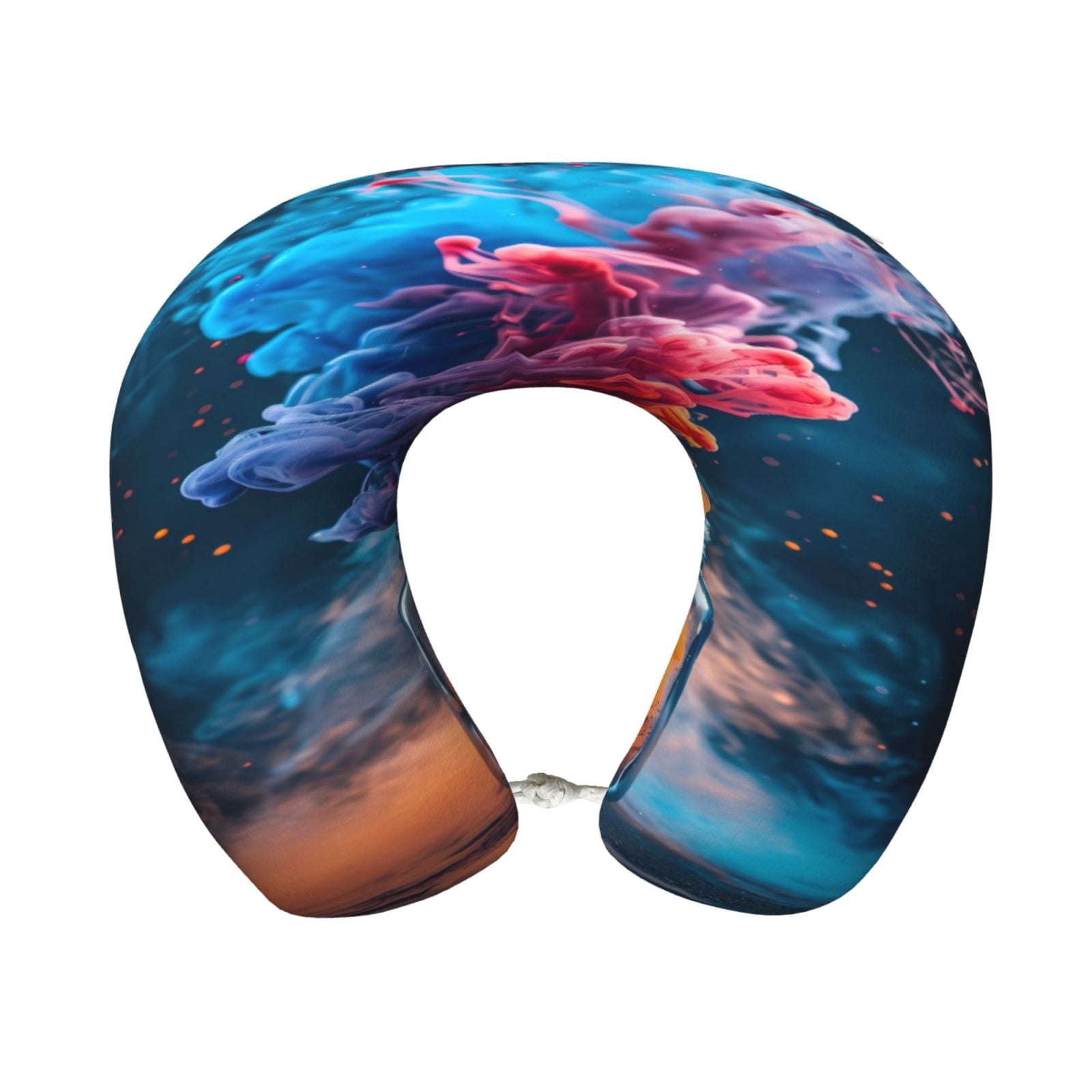 Xecao Modern Art Red And Blue Colors Print Memory Foam Cervical Neck Pillow Versatile U-Shaped Pillows for Home,Office,Camping,Travelling,Soft Washable Cover