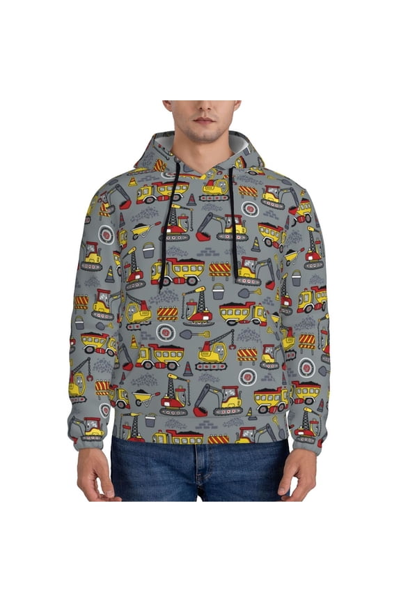Modern Excavator Pattern Men's Adult Pullover Hoodie,Hooded Sweatshirt-Medium