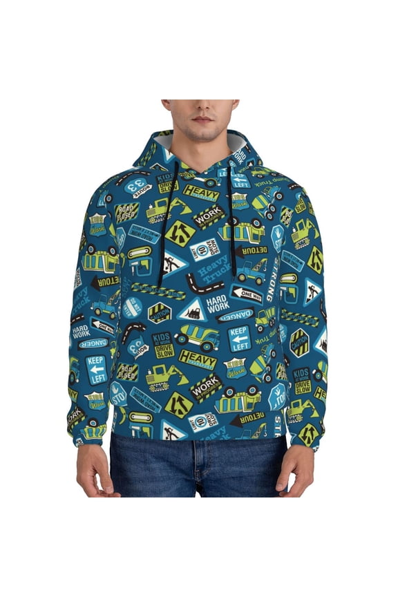 Modern Excavator Pattern Men's Adult Pullover Hoodie,Hooded Sweatshirt-Small