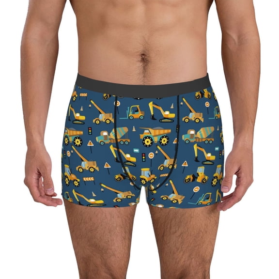 Xecao Modern Excavator Print Men's Underwear Boxer Briefs Pack - Your ComfortSoft, Moisture-Wicking, and Breathable Choice for Men's Underwear-Small