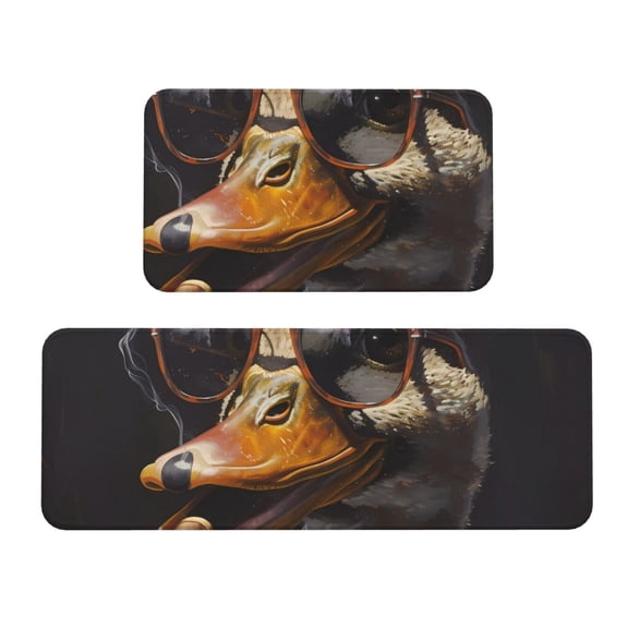 Xecao Modern Funny Duck Patten Kitchen Rugs and Mats Sets,2 Pieces Non-Slip Washable Rugs, Kitchen Mat for Floor,Suit for Kitchen Decor and Accessories