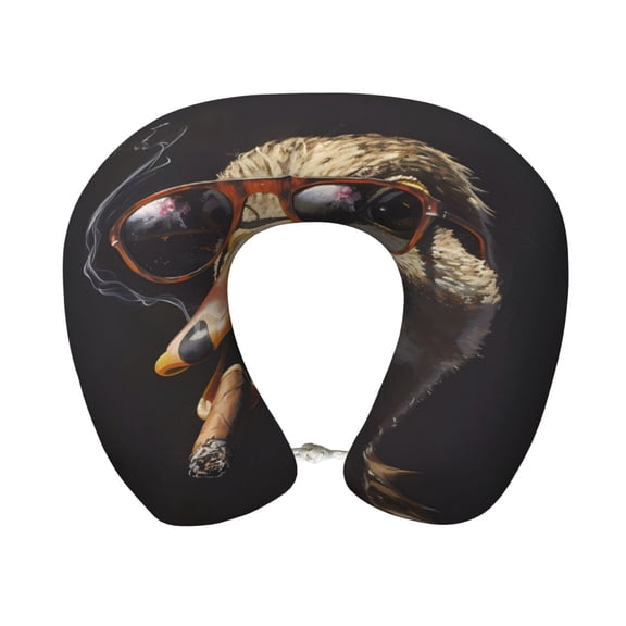 Xecao Modern Funny Duck Print Memory Foam Cervical Neck Pillow Versatile U-Shaped Pillows for Home,Office,Camping,Travelling,Soft Washable Cover